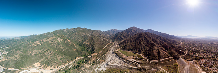 Aerial image in the mountains around Mt. Baldy in Claremont California in San Bernardino County. Taken during the morning.