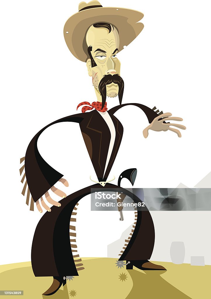 Cowboy Ready for a Gunfight Mister mustache himself, ready to fight against any unhealthy injustice that stands in his way. Adult stock vector