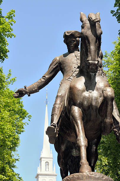 istock Frontal view of the Paul Revere statue 131543909