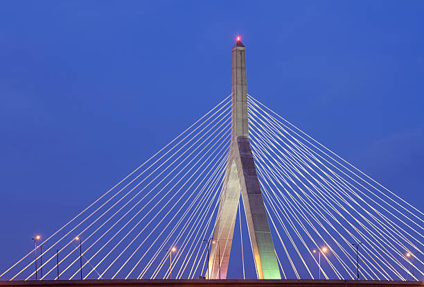 Leonard P. Zakim Bunker Hill Bridge at night in Boston, Massachusetts