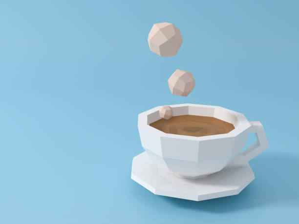 istock Morning coffee mugs Smoke rising pastel light blue backdrop. 3D Scene. 1315440681