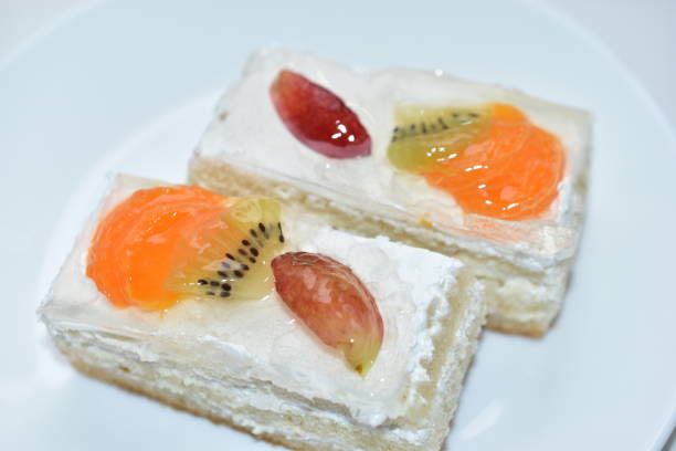 istock White fruit delicious cake on a white plate 1315440923