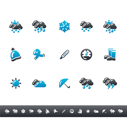 A set of 15 simple blue and grey icons on white background for your designs and presentations.