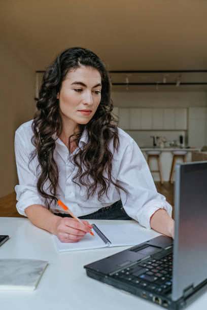 istock Young woman working at home using laptop 1315443754