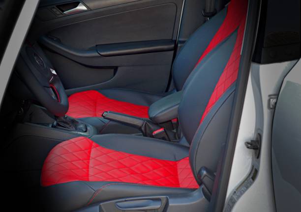 istock stylish car interior in red and black colors 1315449068