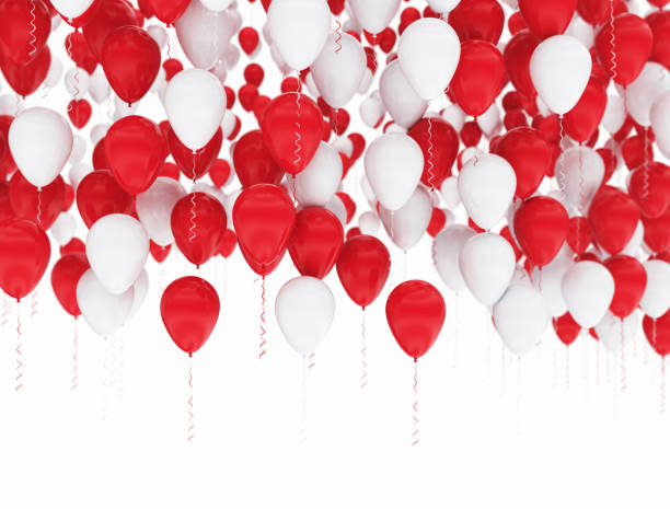 istock Birthday balloons red and white isolated 1315449442
