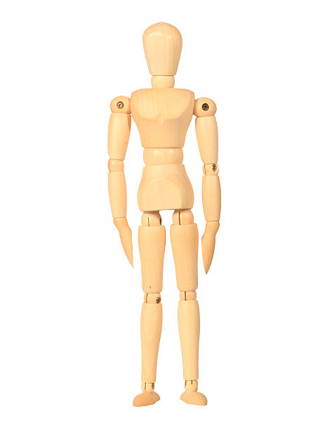 istock Yellow wooden dummy in standing action 131544976