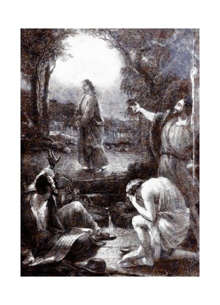 An illustration on a religious theme. Completely redrawn (in a new style) ancient illustration.