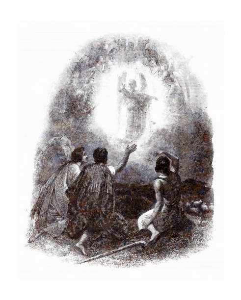 An illustration on a religious theme. Completely redrawn (in a new style) ancient illustration.
