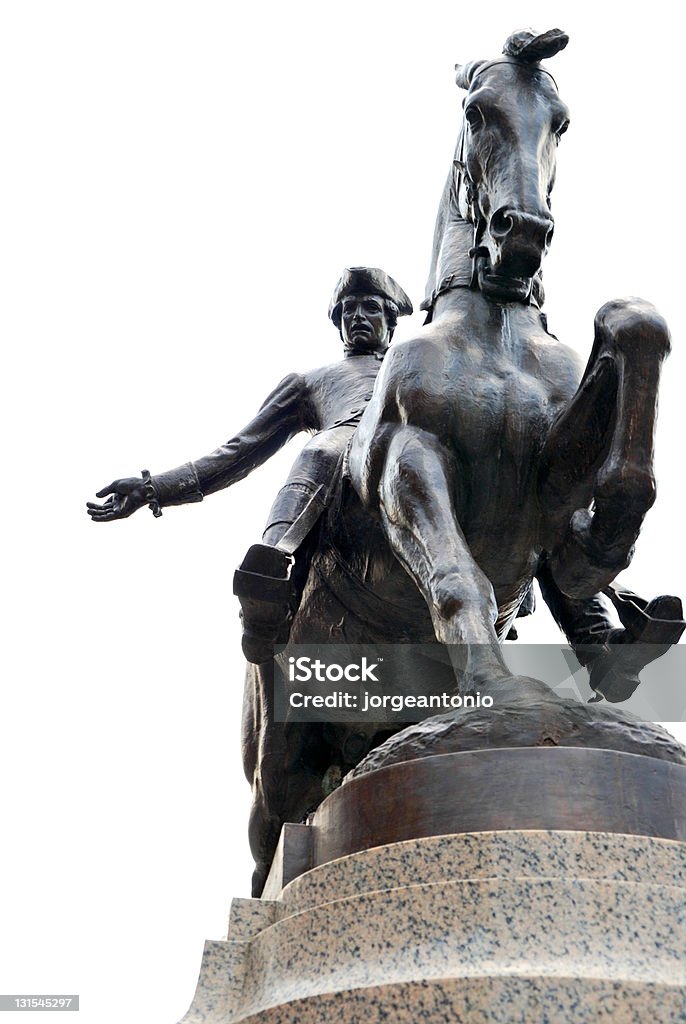 Paul Revere The Midnight Ride of Paul Revere. Bronze Statue of Paul Revere in the historic North End, Boston (USA). Work of American sculptor Cyrus Dallin (1861-1944) Boston - Massachusetts Stock Photo