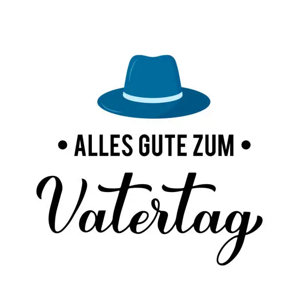 Vector illustration of Vatertag - Happy Fathers Day in German language calligraphy hand lettering. Fatherâs day celebration in Germany. Vector template for typography poster, greeting card, banner, postcard, etc