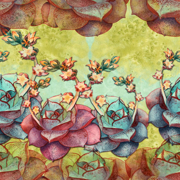 istock Succulent. Decorative graphic composition on the background of watercolor. Seamless pattern. Abstract background image. Use printed materials, signs, items, websites, maps, posters, postcards. 1315459655