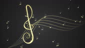 Treble Clef And Rotating Musical Notes On The Dark Background Loop ...