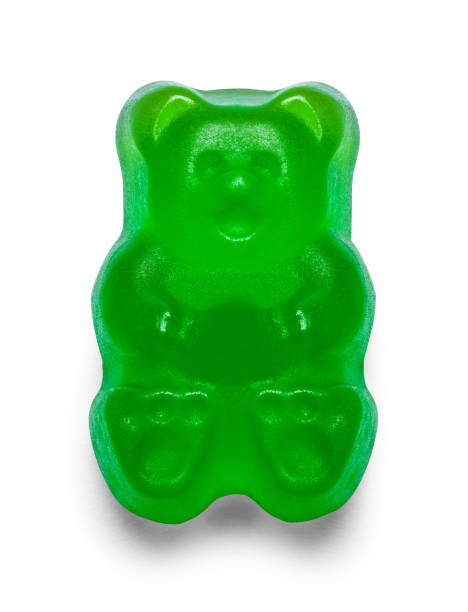 Green Gummy Bear Sweet Green Candy Gummy Bear Cut Out. gummi bears stock pictures, royalty-free photos & images