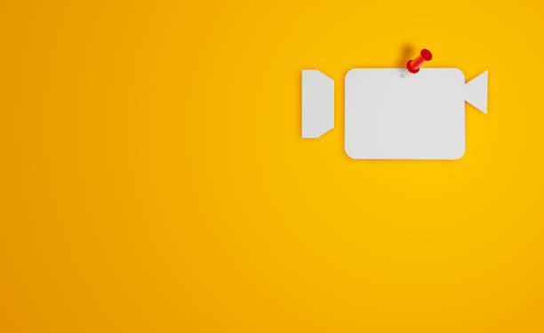 istock Pin Paper Video Call Symbol on Yellow Background 1315473335