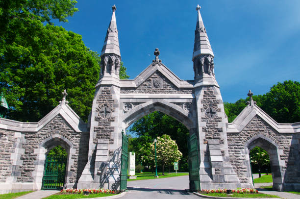 mount royal cemetery gate montreal canada stock photo