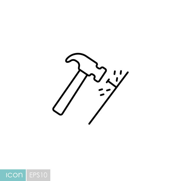 Hammer and nails vector flat icon Hammer and nails vector flat icon. Construction, repair and building. Graph symbol for your web site design, logo, app, UI nail work tool stock illustrations