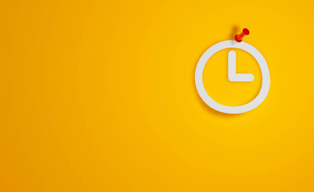 istock Pin Paper Clock Symbol on Yellow Background 1315476908