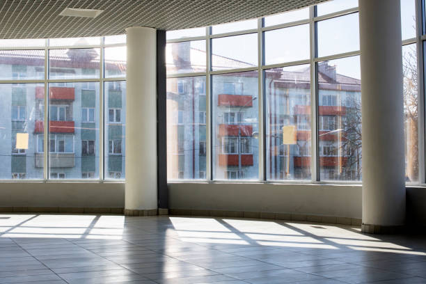 istock Light of sun in large windows in hall 1315479403