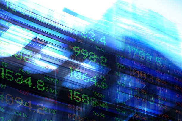 istock Financial Data over blurred Financial District Buildings 1315482046