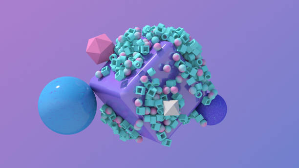 istock Colorful shapes flying. Abstract illustration, 3d render. 1315484671