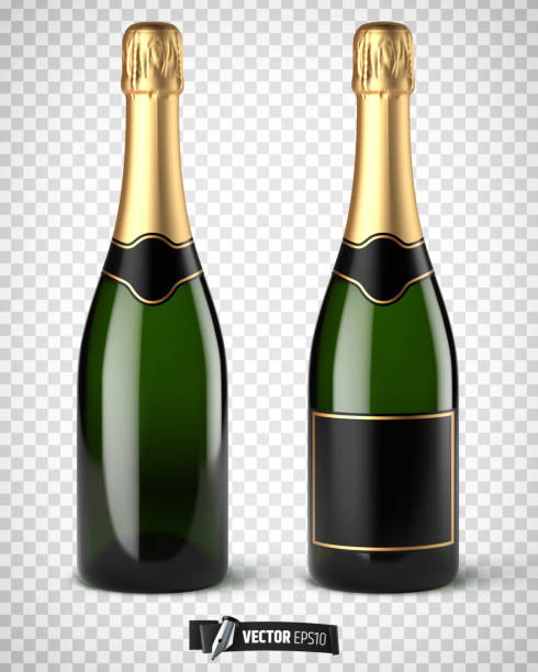 wektor realistyczne butelki szampana - champagne stock illustrations