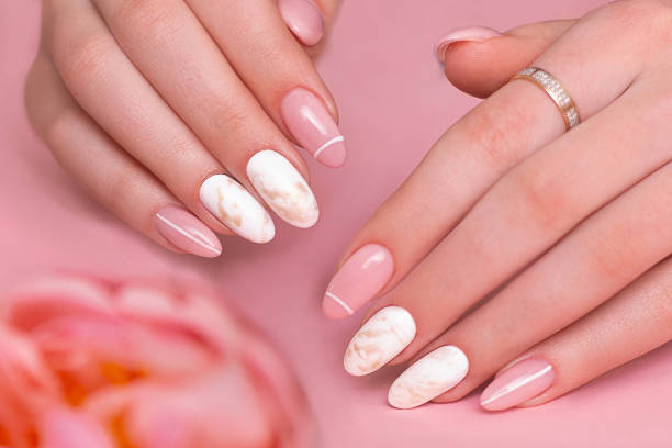 istock Female hands with luxury manicure nails 1315498396