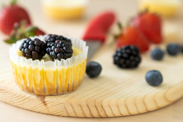 istock Mini cheesecake decorated with blueberry, blackberry and strawberry 1315506191