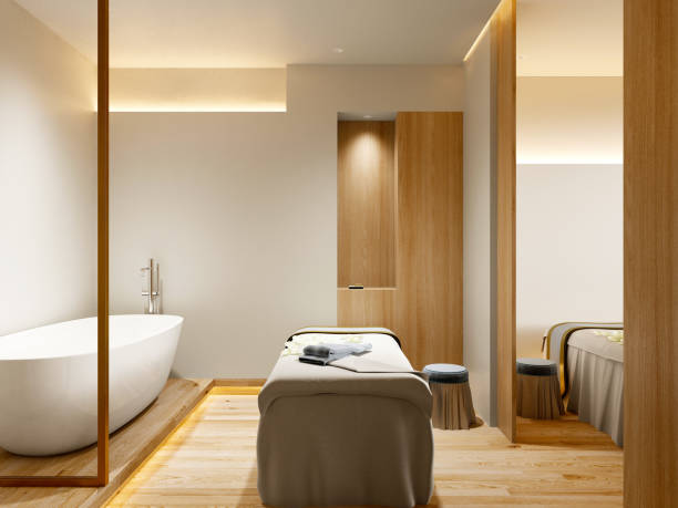 3d render of massage room 3d render of massage room spa room stock pictures, royalty-free photos & images