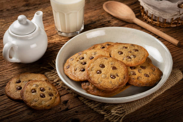 istock Delicious chocolate cookies on wooden table. 1315526313