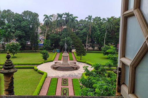 Mumbai, Maharashtra, India - August 11, 2019 View of the outer garden from the window of Chhatrapati Shivaji Maharaj Vastu Sangrahalaya (Prince of Wales Museum)