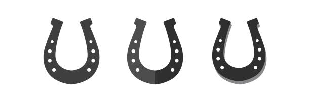 ilustrações de stock, clip art, desenhos animados e ícones de horseshoe icon good luck charm - horseshoe good luck charm cut out luck
