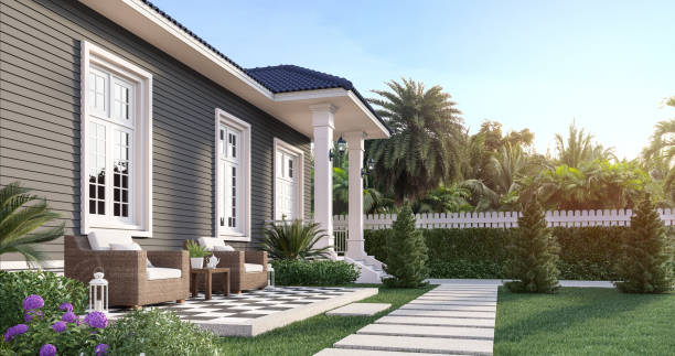 istock Luxury house in the beautiful garden 3d render 1315538574