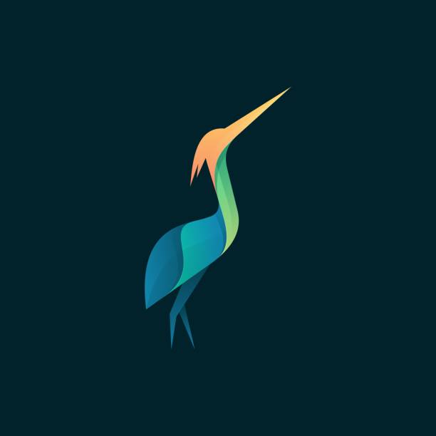 illustrations, cliparts, dessins animés et icônes de vector illustration heron gradient style coloré. - heron blue heron bird swamp