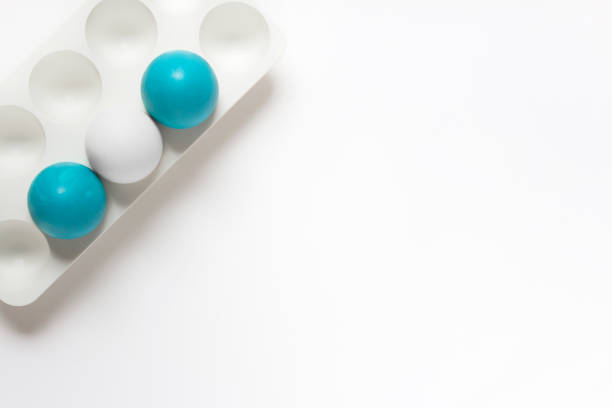 istock Diagonal arrangement of plastic stand with three Easter eggs 1315544939