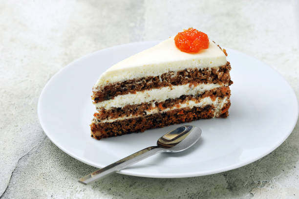 istock carrot cake on a saucer on a gray 1315548238