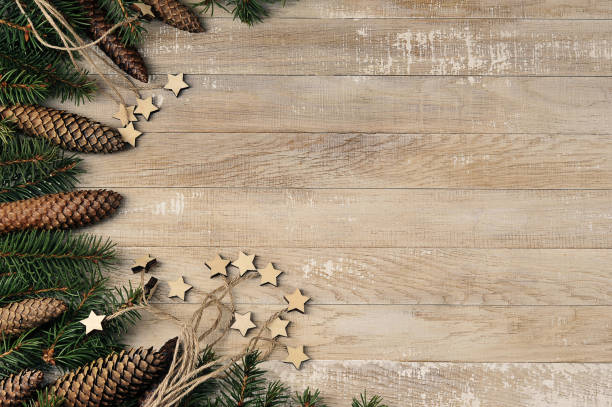 istock Christmas background with Christmas trees and cones and stars 1315548546