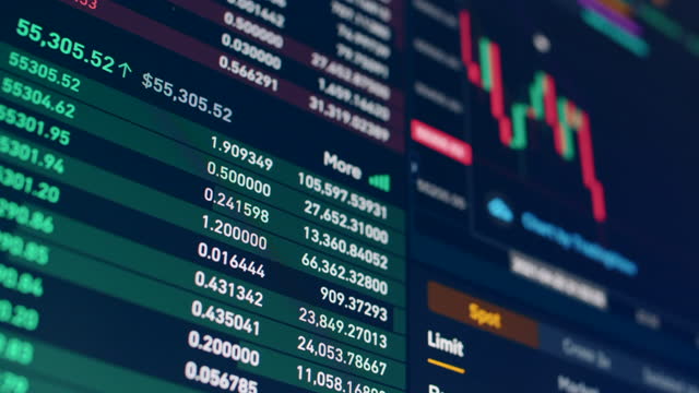 Cryptocurrency trading market financial screen broad