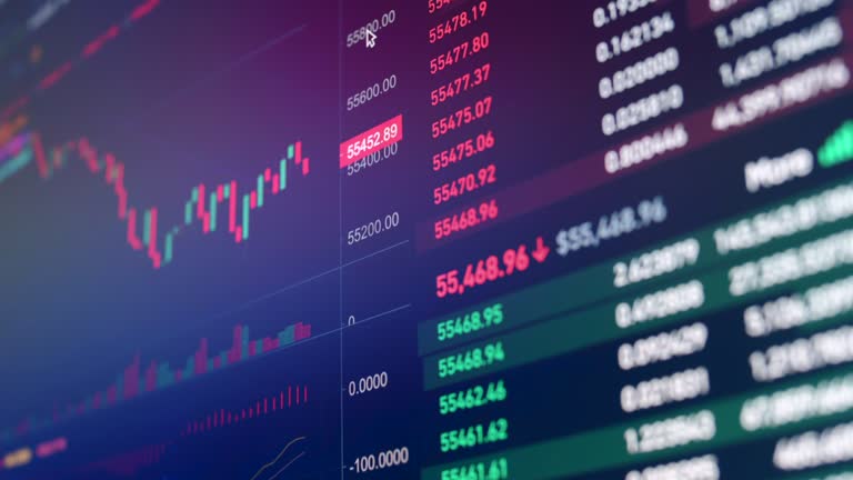 Cryptocurrency trading market financial screen broad