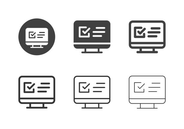 иконки списка монитора - multi серия - palmtop electronic organizer personal data assistant checklist stock illustrations