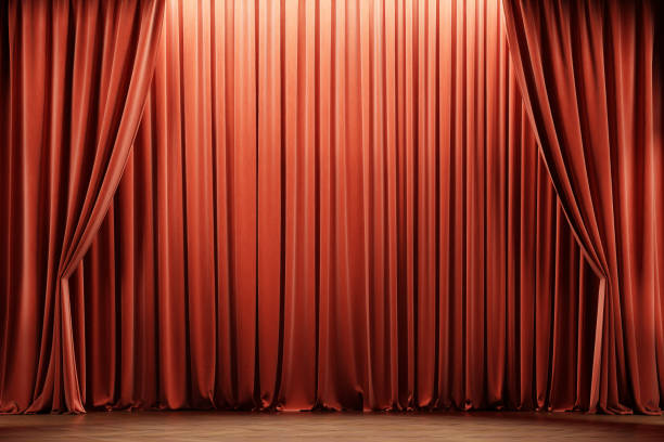 istock Theater stage with red curtains. 3d illustration 1315579906