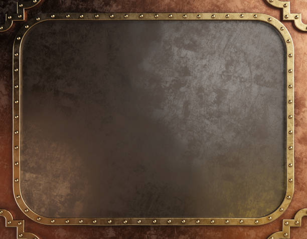 istock Steampunk metal plaque with brass borders. 1315580089