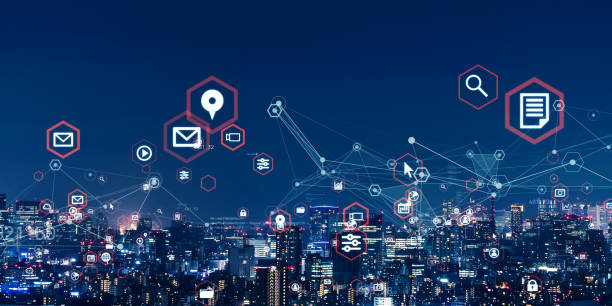 istock Modern cityscape and communication network concept. Telecommunication. IoT (Internet of Things). ICT (Information communication Technology). 5G. Smart city. Digital transformation. 1315584694