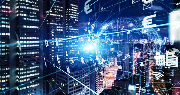 istock Modern cityscape and communication network concept. Telecommunication. IoT (Internet of Things). ICT (Information communication Technology). 5G. Smart city. Digital transformation. 1315584708
