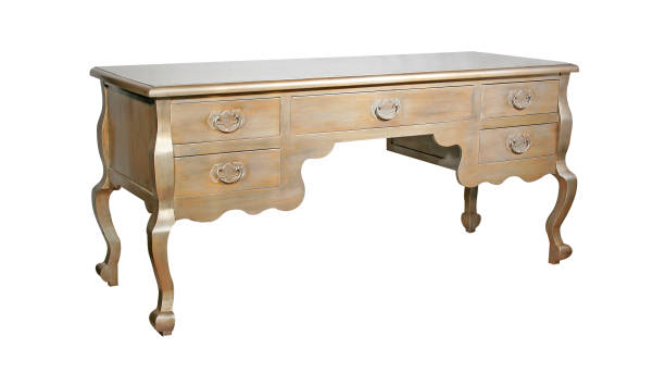 istock Antique wooden desk isolated on white 1315591761