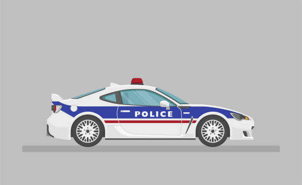 французская полицейская супер машина. - police station flash stock illustrations