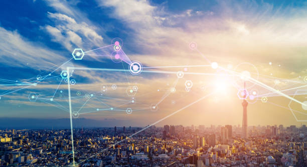 istock Modern cityscape and communication network concept. Telecommunication. IoT (Internet of Things). ICT (Information communication Technology). 5G. Smart city. Digital transformation. 1315599936