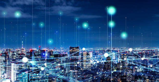 istock Modern cityscape and communication network concept. Telecommunication. IoT (Internet of Things). ICT (Information communication Technology). 5G. Smart city. Digital transformation. 1315599944