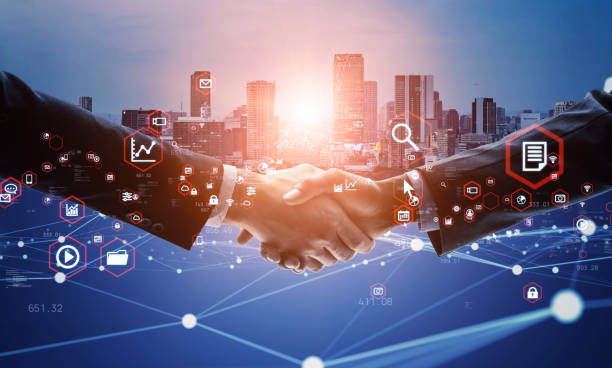istock Business network concept. Shaking hands. Management strategy. 1315600078