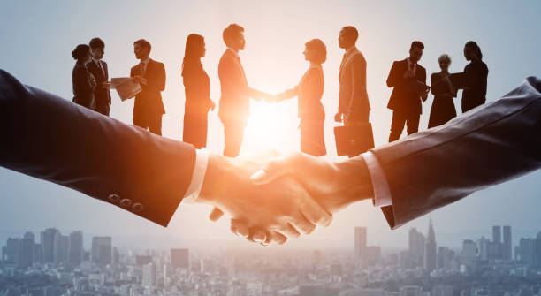 istock Business network concept. Group of people. Shaking hands. Customer support. Human relationship. Success of business. Management strategy. 1315600155